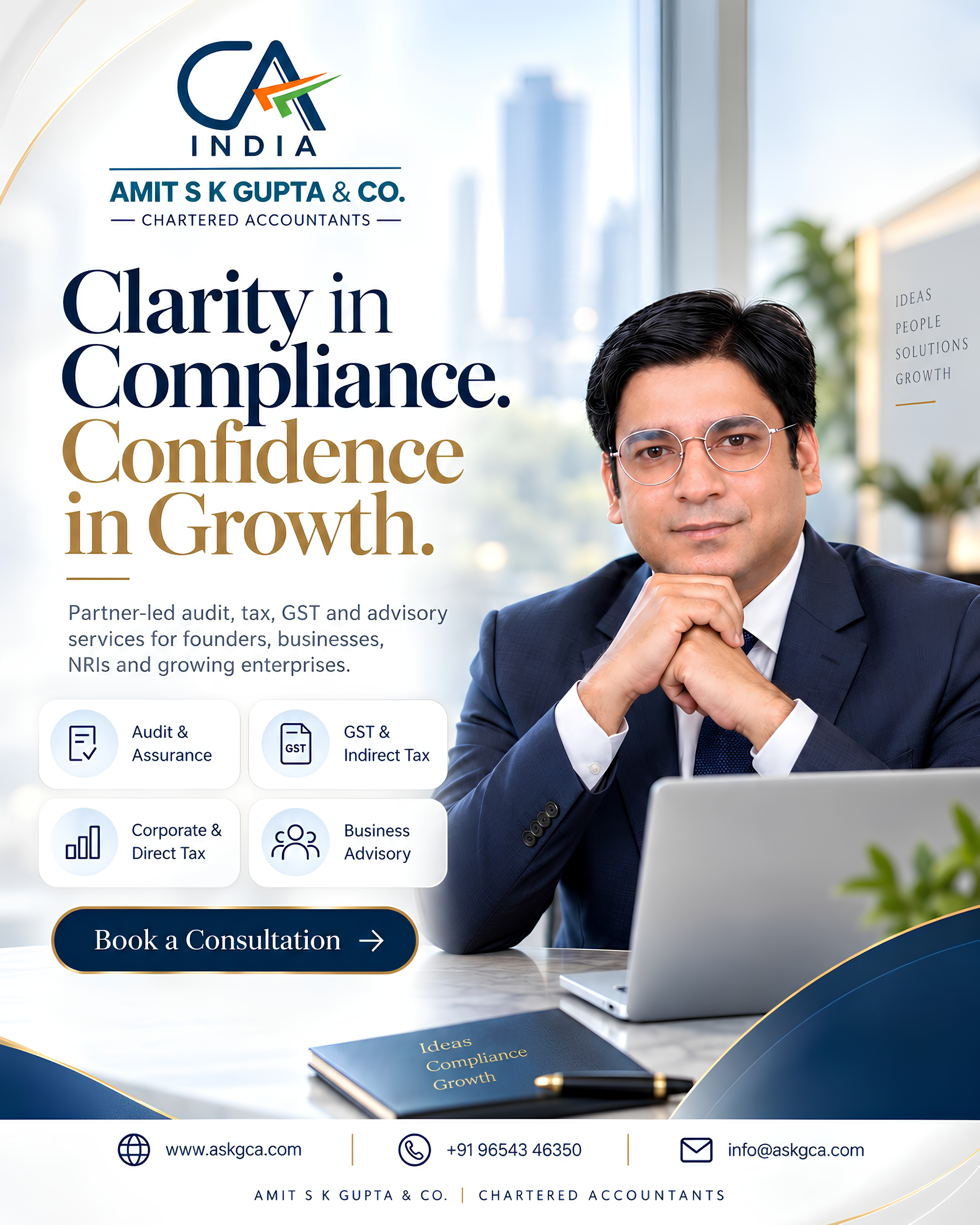 Talk to Amit S K Gupta & Co. about audit, taxation, GST, compliance and business advisory.